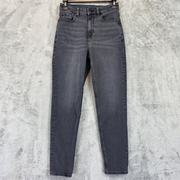 American Eagle Mom Jeans Womens Size 0 Gray Tapered Stretch Denim Ankle Pants - Picture 1 of 11